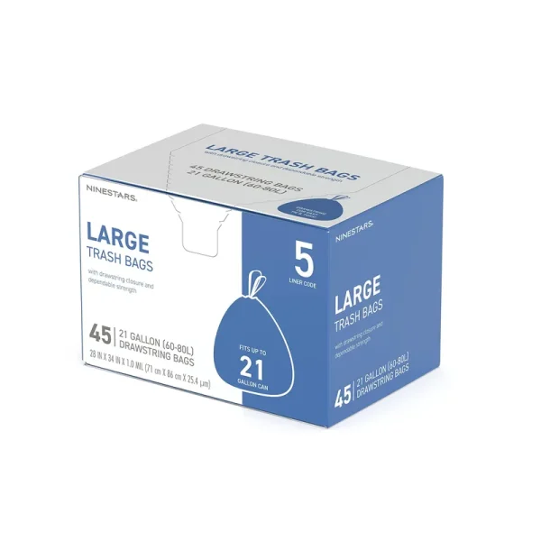 Nine Stars 21 Gallon Trash Bags White 45 Count
