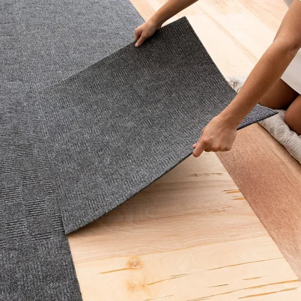 Mohawk Home 24" x 24" Indoor/Outdoor 0.25" Pile Height, Peel and Stick Carpet Tile, Grey POLYESTER, (15 Tiles) (60 sqft/box)