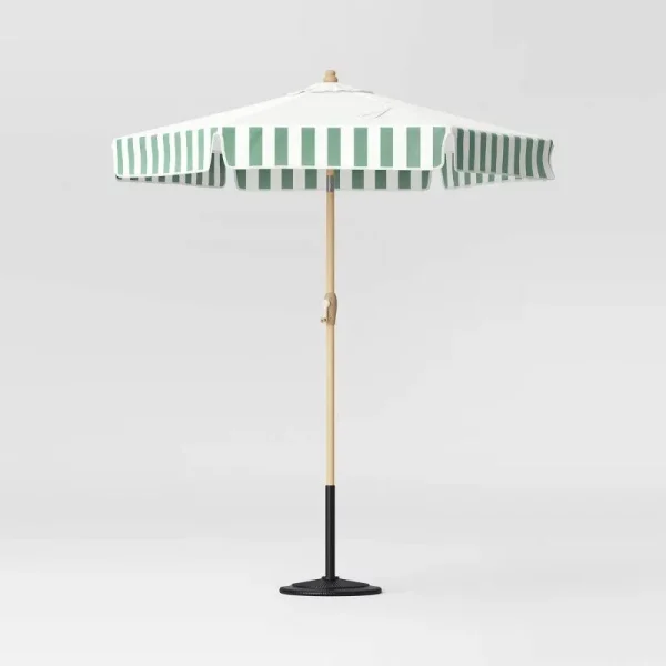 6.5' Round Valance Outdoor Patio Market Umbrella Green Sprinkle Stripe - Threshold Designed with Studio McGee