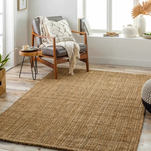 Hauteloom Ambel Beige Jute Rug | Natural Fiber Area Rug Natural Farmhouse Look Carpet - 2' x 3' Rectangle
