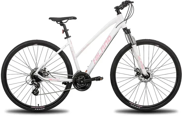 Hiland 700C Hybrid Bicycle Aluminum Shimano 24 Speeds with Lock - Out Suspension Fork Disc Brake City Commuter Comfort Bike