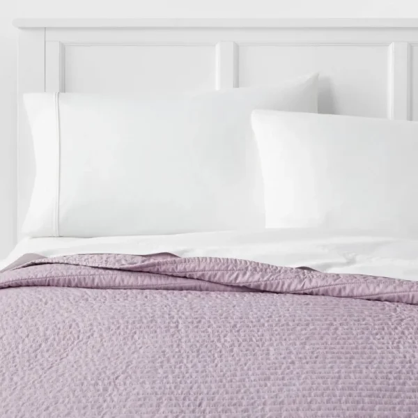 Full/Queen Garment Washed Microfiber Quilt Light Purple - Room Essentials