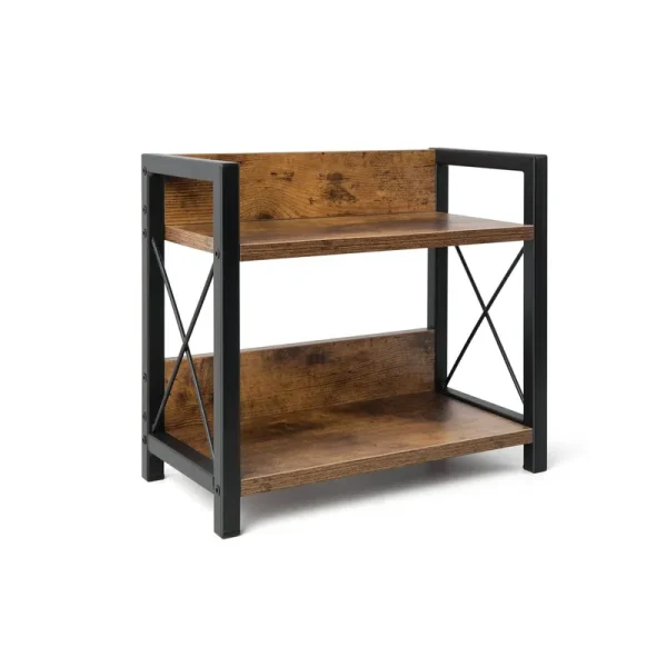 Venloup Countertop Shelf Organizer, 2 Tier Kitchen Spice Rack Organizer for Countertop, Wood Coffee Counter Shelf Organizer for Home (Rustic Brown)