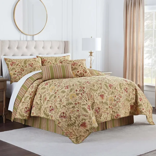 Waverly Imperial Dress 3 Piece Quilt Set, Twin - Antique