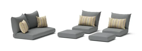 RST Brands Modular 6-Piece Fabric Outdoor Love Cushion Cover Set in Gray