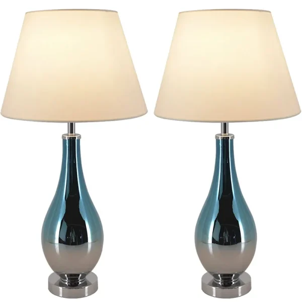 Tulip 28-Inch Table Lamp (Set of 2) Blue Chrome Ombre