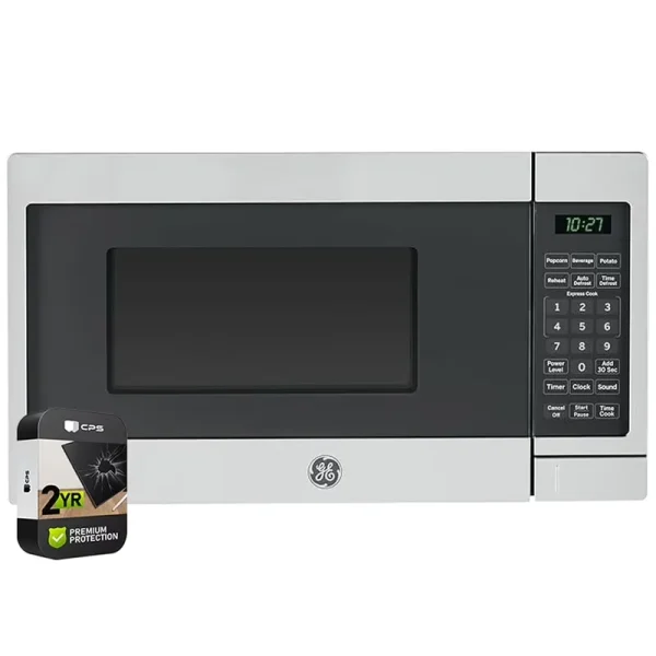 GE GCST07N1WSS Countertop Microwave Oven 700 - Watt Compact 0.7 cu ft Stainless Steel Bundle with 2 YR CPS Enhanced Protection Pack