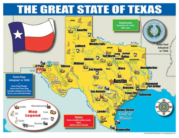 Gallopade Publishing Group Texas State Map for Students - Pack of 30 (9780635106704)