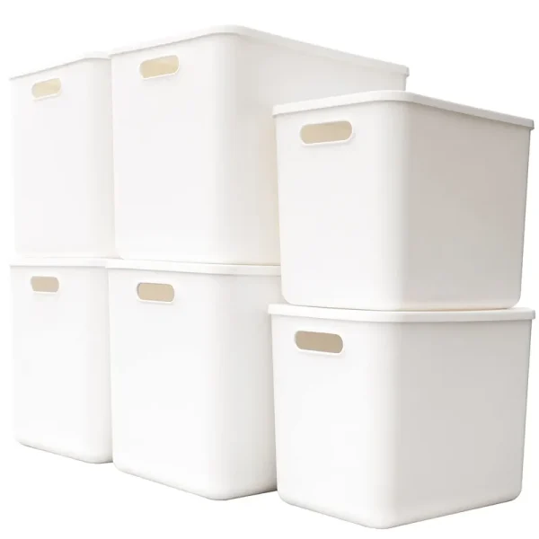 Yishyfier 6-Pack Plastic Storage Baskets Bins Boxes