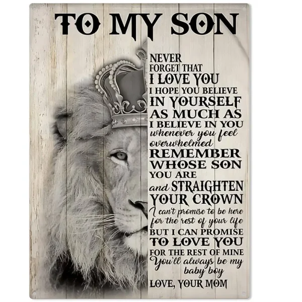 Plaques for Son Gift Decoration My Son Never Forget I Love You Be Love from Mom Metal Tin Sign 8x12 inch