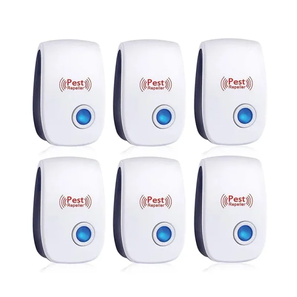 (6 Pack) Ultrasonic Pest Repeller, Electronic Plug in Sonic Repellent Pest Control for Insects Roaches Ant Mice Bugs Mouse rodents Mosquitoes Spiders