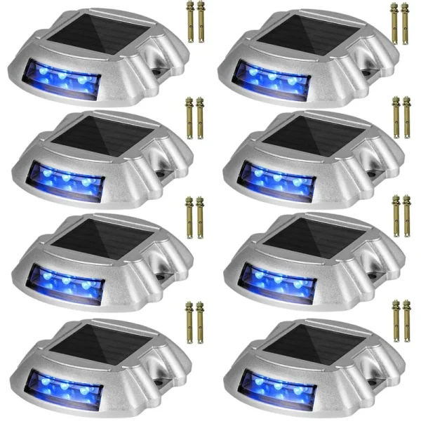 VEVOR Driveway Lights, Solar Dock Lights 8-Pack, LED Pathway Lights w/ Switch, in Blue