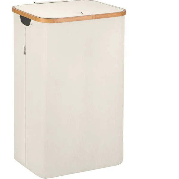 Lonbet -Washing Baskets with Laundry Bags, Lid - Hamper Basket for Bedrooms - Bamboo Laundry Hamper - Dirty Clothes Bin, XL 100 L, Beige