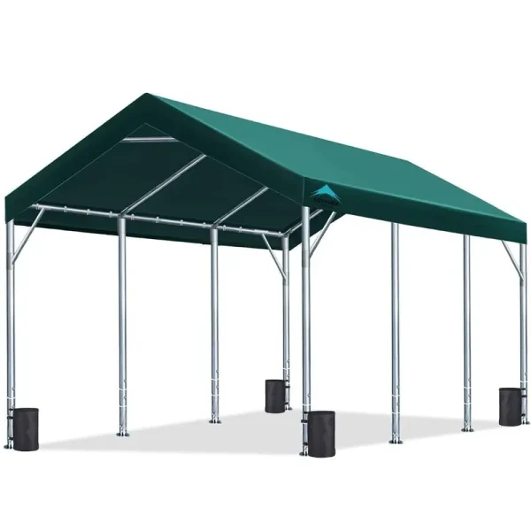 Advance Outdoor 12x20 ft Carport with Adjustable Height from 9.5 ft to 11 ft, Heavy Duty Car Canopy Garage Party Tent Boat Shelter, 8 Legs with 8