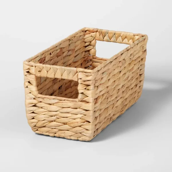 12" x 6" x 6" Woven Water Hyacinth Rectangular Basket - Brightroom
