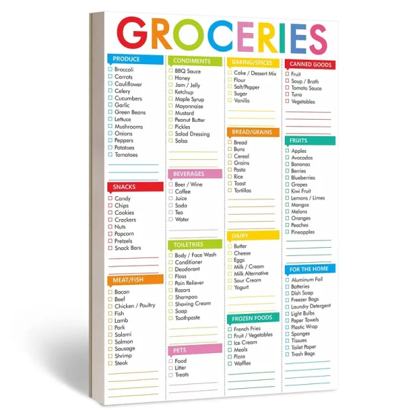Hebayy 90 Sheets FastCheck Grocery List Magnet Pad, 110 Printed Common Food for Fridge and Blank Grocery Shopping Spaces for Home. Size