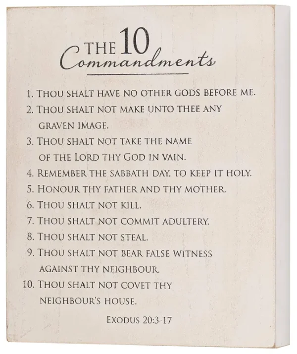Plaque 10 Commandments MDF Gry