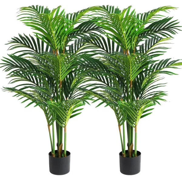 Viagdo Artificial Areca Palm Tree 4ft Tall Fake Palm Tree Decor with 12 Trunks Faux Tropical Palm Silk Plant Potted Dypsis Lutescens Plants for