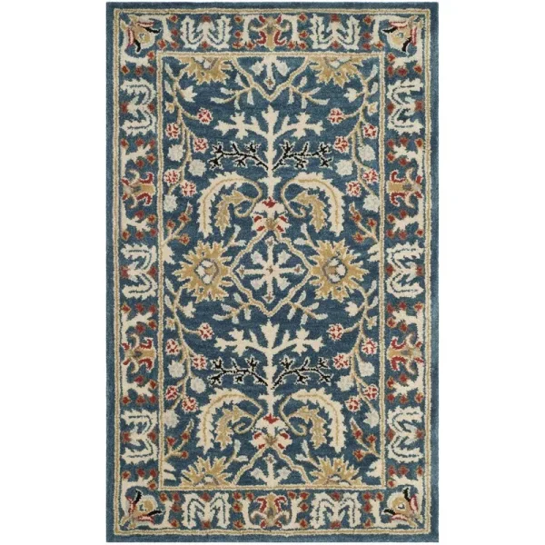 Genemuiden Handmade Tufted Wool Dark Blue Area Rug World Menagerie Rug Size: Rectangle 2' x 3'