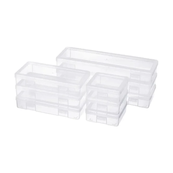 Naivees Multi-Size Storage Containers with Latching Lid 3 Pack Small,Medium and Large Plastic Storage Box for Office,Beauty,Clear