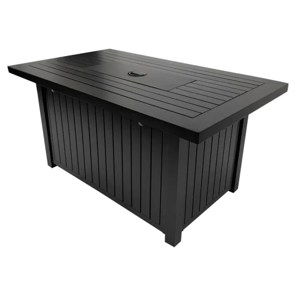 Allen + Roth Rectangle 48-in W 40000-BTU Black Steel Propane Gas Fire Pit Table GAD17102L