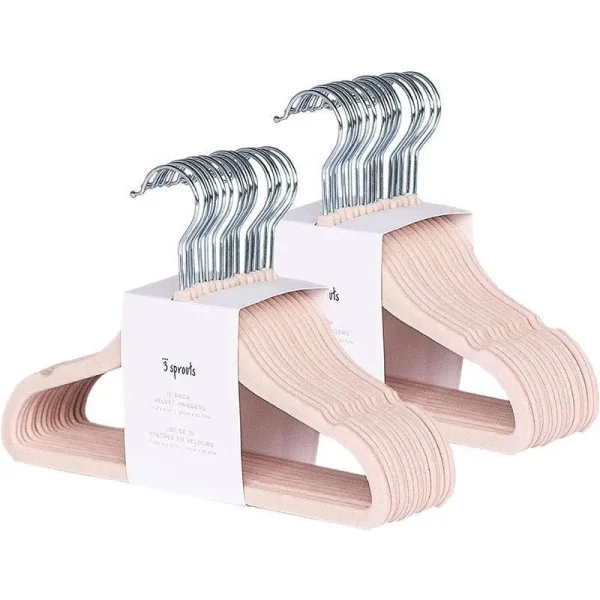3 Sprouts - 15pk Baby Velvet Hangers, Pink