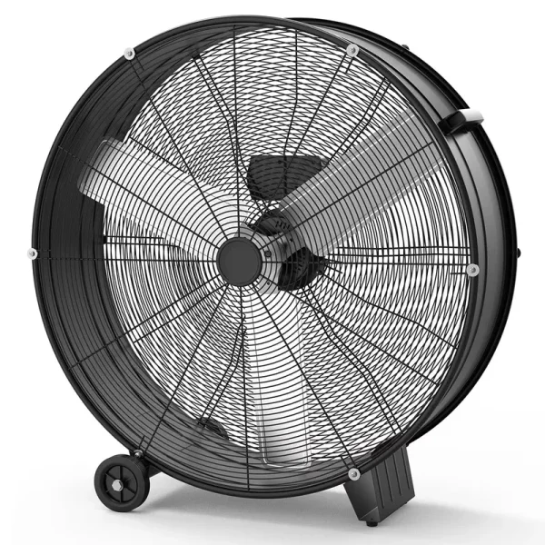 Danolapsi 30 in Industrial Drum Fan, 3 - Speed High Velocity Floor Fan, Heavy Duty Metal Air Circulator with Caster Handle for Patios, Warehouses, Commercial, Factories and Workshops