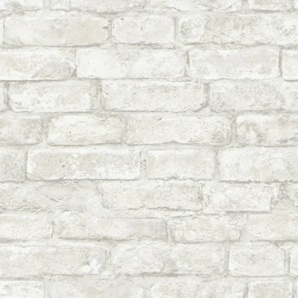 Inhome White Portsmouth Brick Vinyl Peel and Stick Wallpaper, 20.8 in x 18 ft, 31.2 Sq. ft.