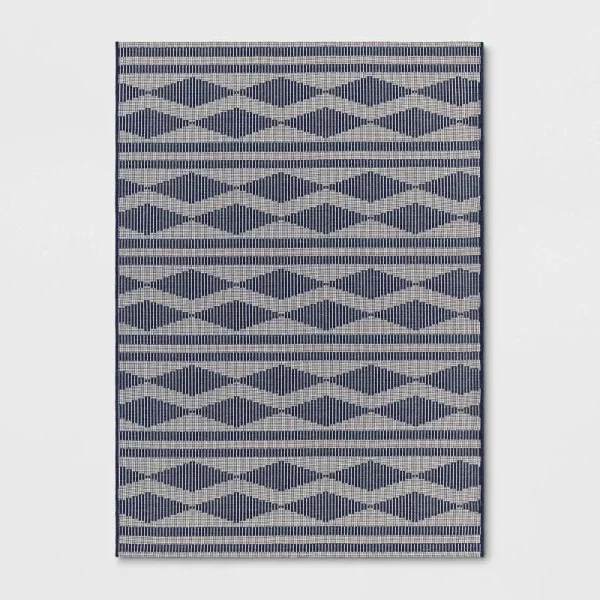 5'x7' Tapestry Geo Outdoor Rug Navy - Threshold
