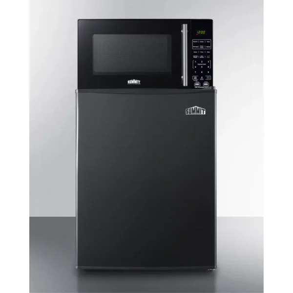 Compact All - Refrigerator in Black and Microwave with Built - in Allocator, with Brackets Included (Ships in 3 Boxes on One Pallet)