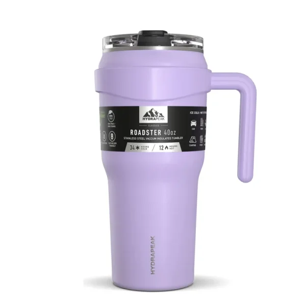 Hydrapeak Roadster 40oz Tumbler with Handle and Straw Lid Lavender