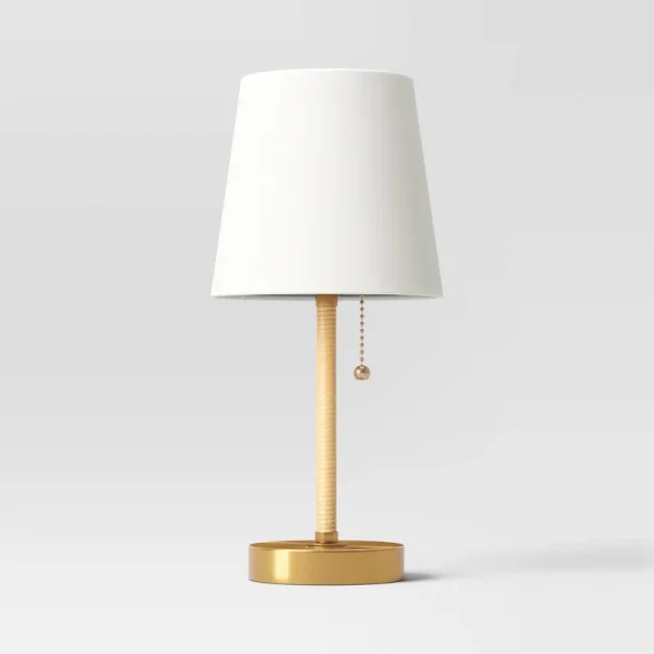 Threshold Mini Rattan Wrap Stick Table Lamp - Brass - 1 Each