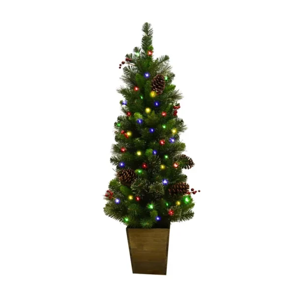 Celebrations 4 ft. Slim LED 50 Lights Mixed Cedar Pine Christmas Tree