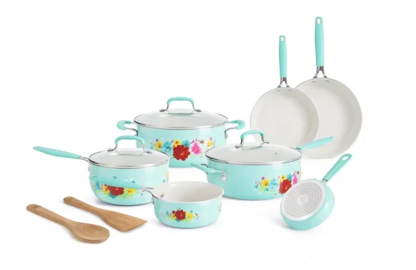 The Pioneer Woman Classic Ceramic Breezy Blossom Cookware Set, 12 Piece Set, Size: 12pc, Multicolor