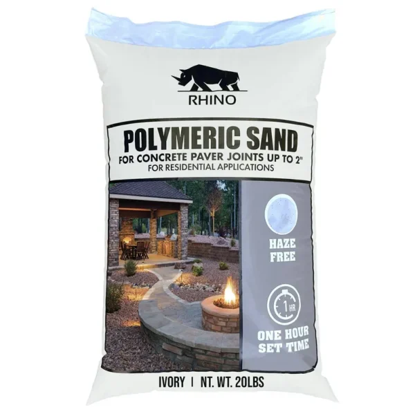 Rhino Power Bond Plus - Polymeric Sand for Pavers and Stone Joints Up to A Maximum of 2 INCHES. (20 Pound, Ivory)