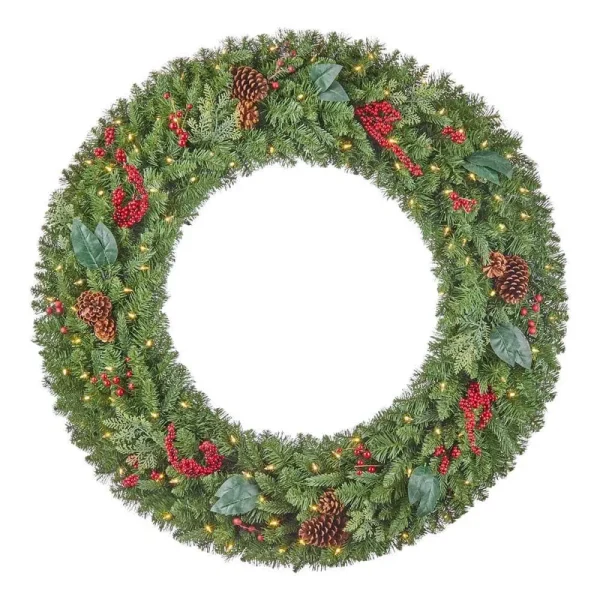 Home Accents Holiday 48 in. New Winslow Fir Pre-Lit LED Wreath