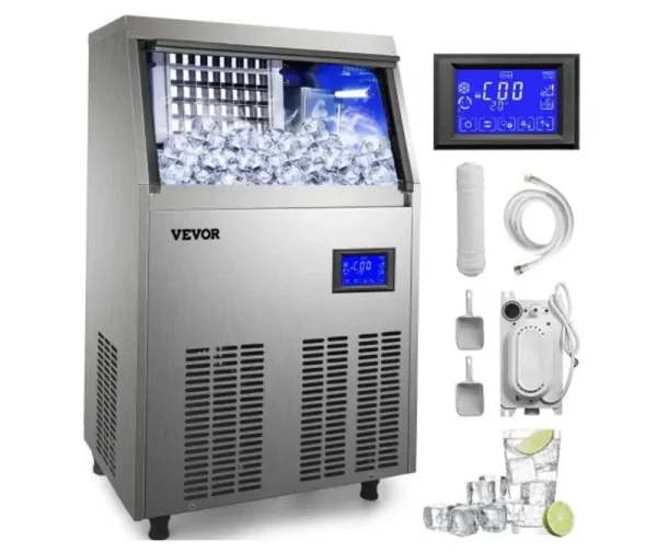 VEVOR 155lbs Commercial Ice Maker: 24H, Filter & Pump, LCD