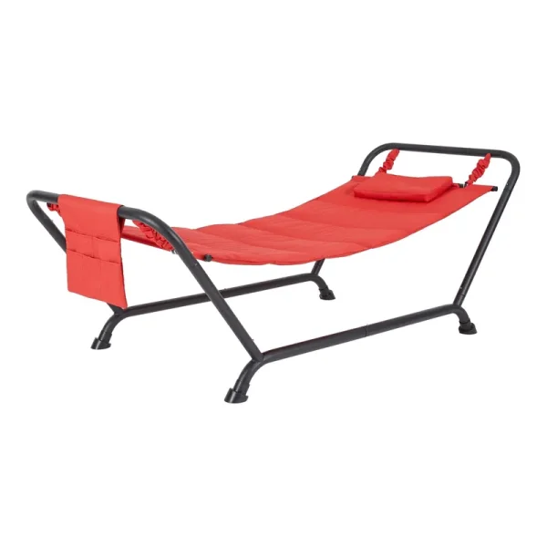 Mainstays Belden Park Polyester Hammock with Stand and Pillow for Outdoor Patio, Multi Color, Assembled Length 90.55"