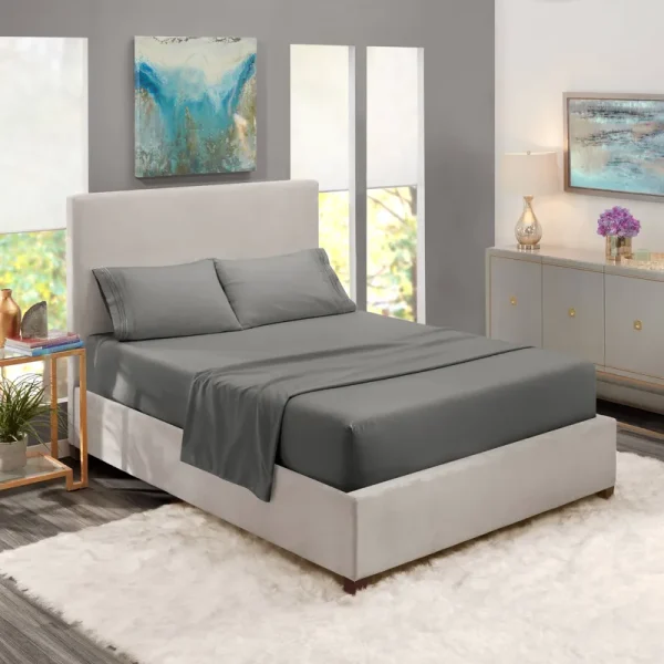 Clara Clark Bed Sheets Set 1800 Series Deep Pocket Soft Microfiber 4 Piece Queen Sheet Sets Gray