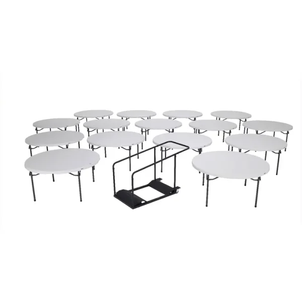 Lifetime (15) 60 In. White Round Tables and Cart Combo - 80441