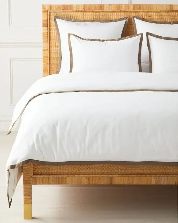 Serena & Lily Border Frame Sateen Duvet - Mink - Twin