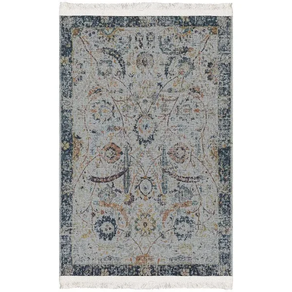 Ottomanson Machine Washable Wrinkle Free Oriental Design Cotton 5x7 Traditional Flatweave Area Rug for Living Room, Bedroom, Kitchen, Bathroom, 5' x