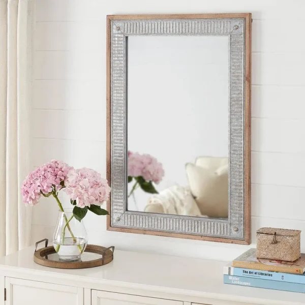 Home Decorators Collection P180221 Medium Rectangle Galvanized Antiqued Farmhouse Accent Mirror (39 in. H x 27 in. W)