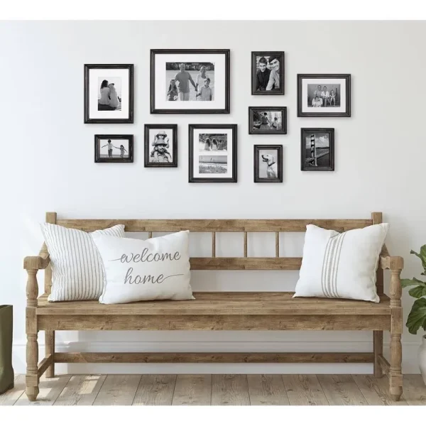 Kate and Laurel Bordeaux 10-Piece Wood Gallery Wall Picture Frame Set - Black