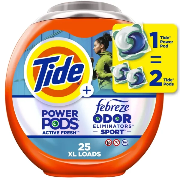 Tide Power Pods Laundry Detergent with Febreze Sport - 25 ct