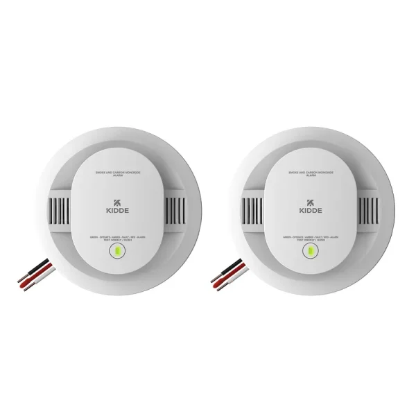 Kidde Hardwired Smoke & Carbon Monoxide Detector, AA Battery Backup, Voice Alerts, Interconnectable, LED Warning Light Indicators, 2 Pack