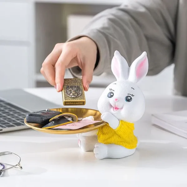Innofiz Rabbit Tray – Cute Hallway & Desktop Key Organizer for Home & Office