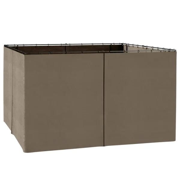 Outsunny 10' x 12' Universal Gazebo Sidewall Set with 4 Panels, Hooks/C-Rings Included for Pergolas & Cabanas, Brown