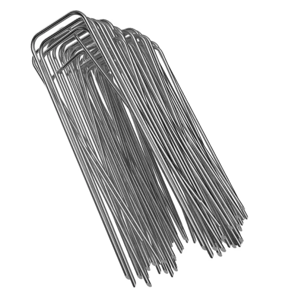 GROWNEER 100 Packs 6 Inches Heavy Duty 11 Gauge Galvanized Steel Garden Stakes Staples Securing Pegs for Securing Weed Fabric Landscape Fabric