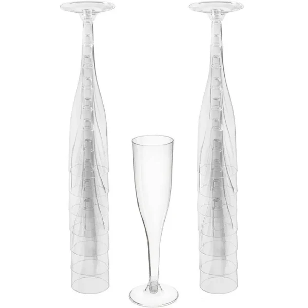 Amscan Plastic Champagne Flutes, 5.5 oz, Clear